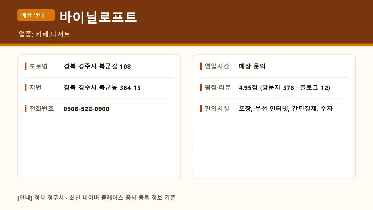 경주시 카페 바이닐로프트 정보 카드
