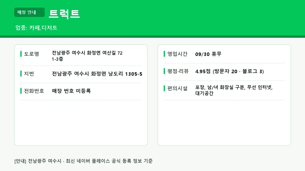 여수시 카페 트럭트 위치 및 기본 정보