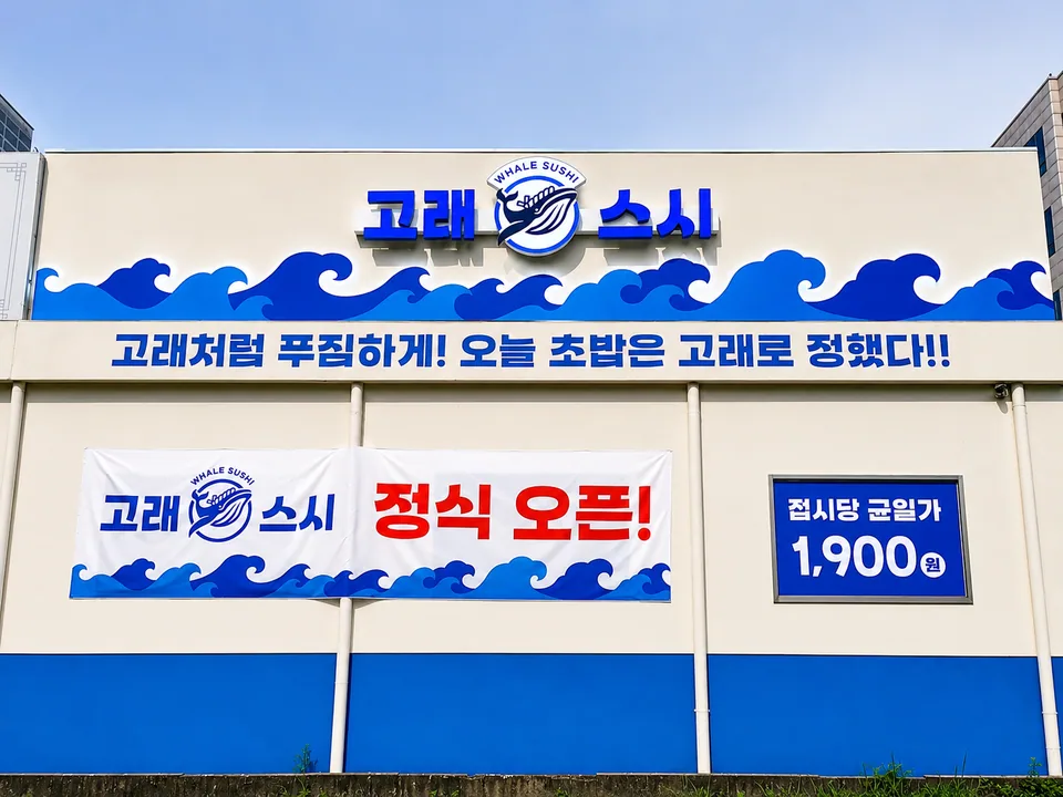 순천시 초밥 고래스시 간판 클로즈업